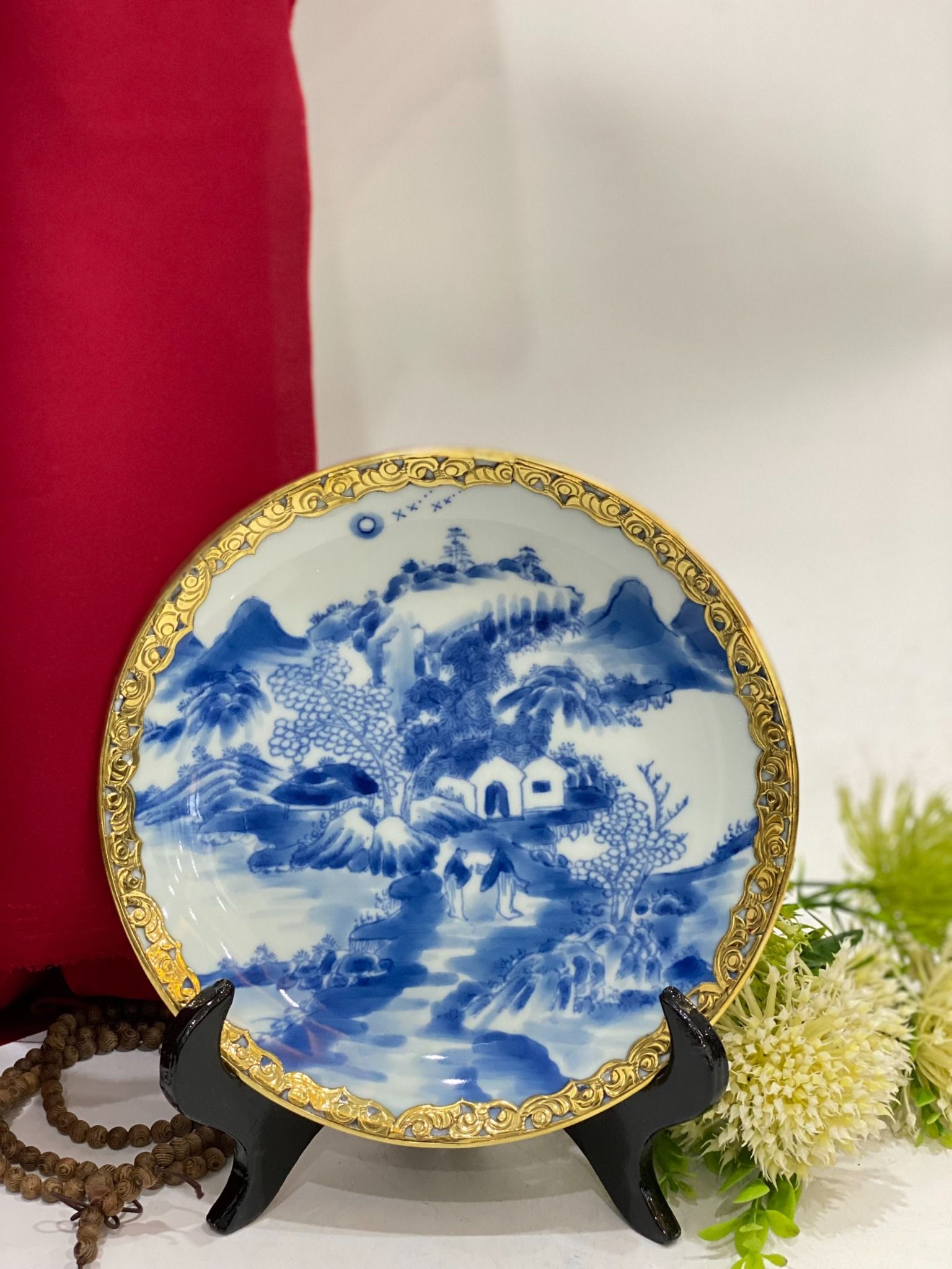ĐĨA MEN TRÀM VẼ HOẠ TIẾT PHI 18CM
