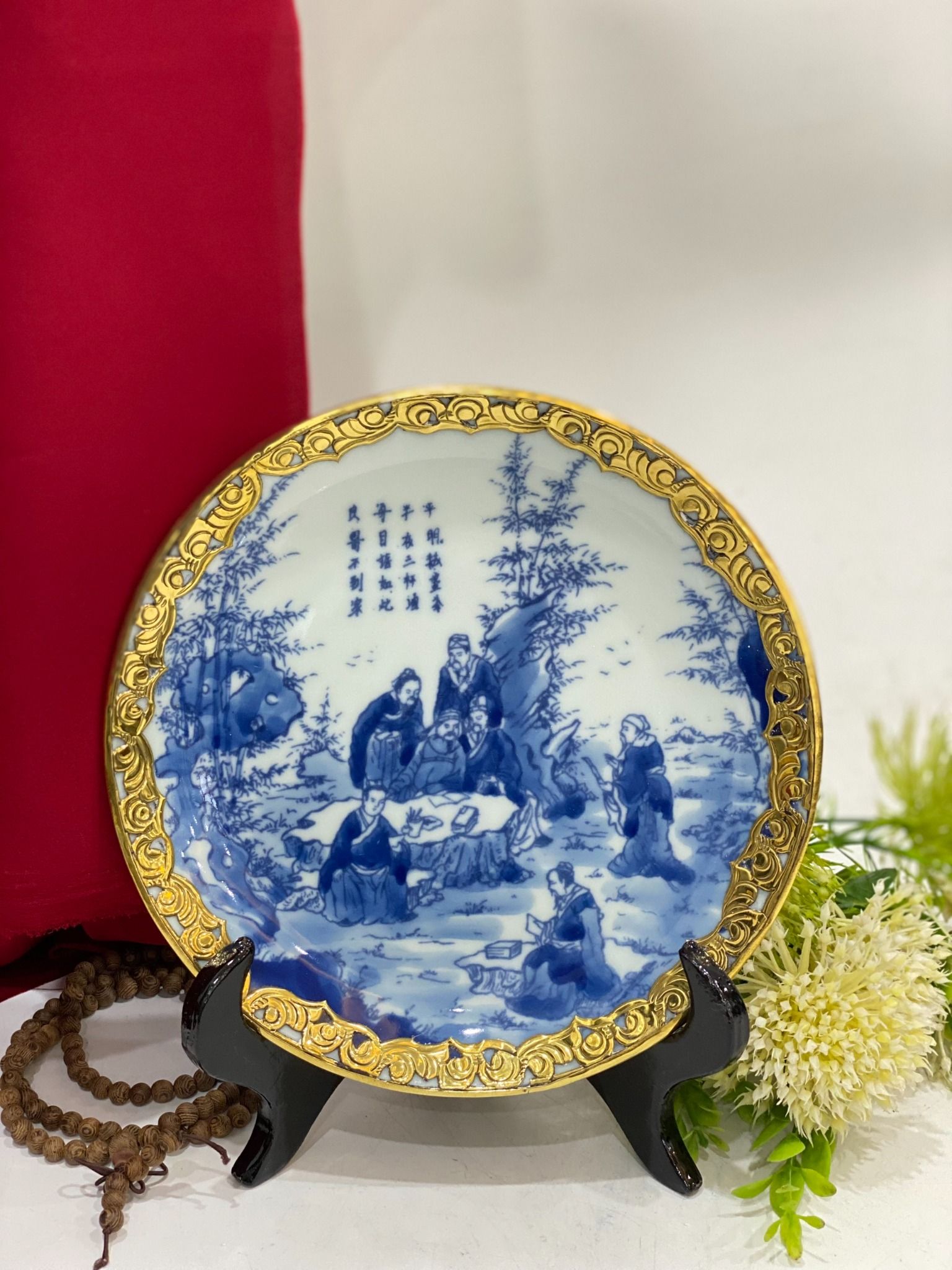 ĐĨA MEN TRÀM VẼ HOẠ TIẾT PHI 18CM