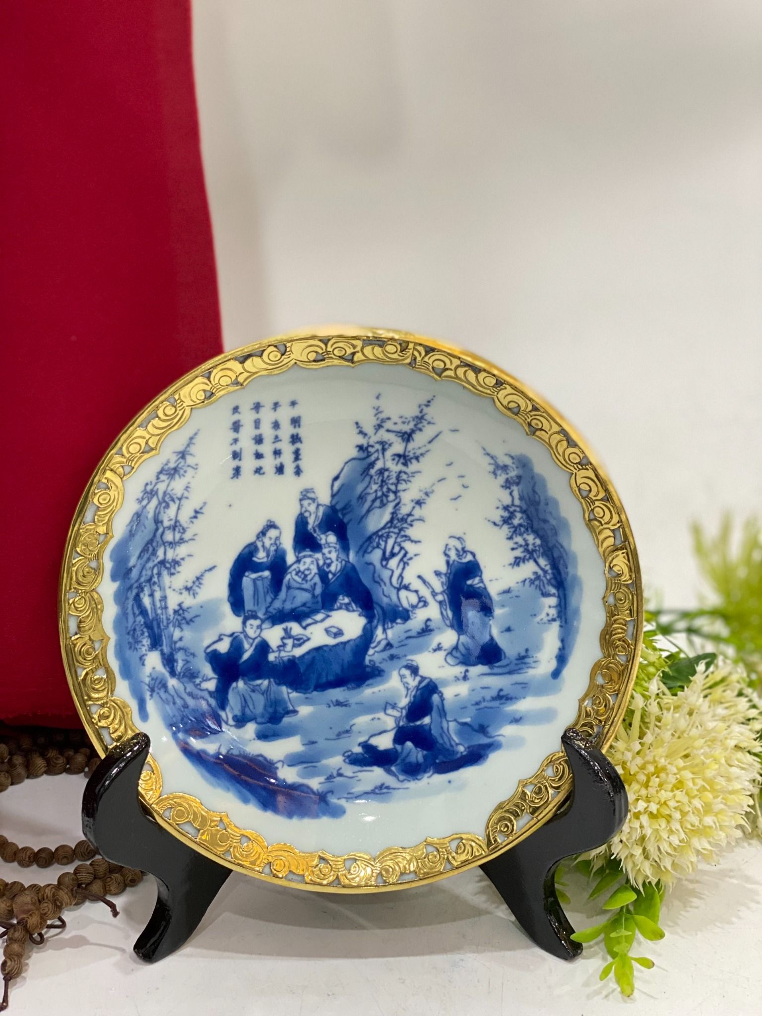 ĐĨA MEN TRÀM VẼ HOẠ TIẾT PHI 16CM