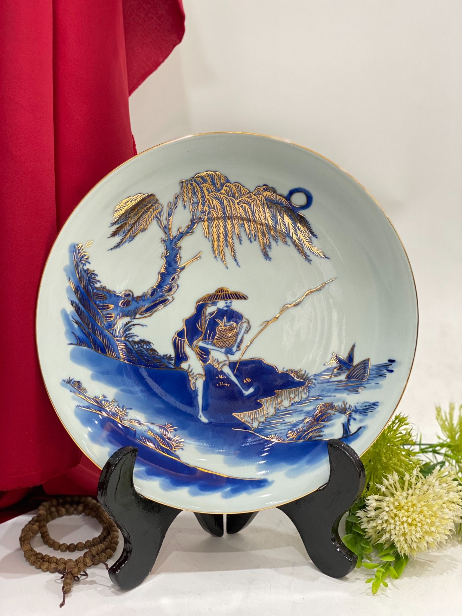 ĐĨA MEN TRÀM VẼ VÀNG HOẠ TIẾT PHI 26CM