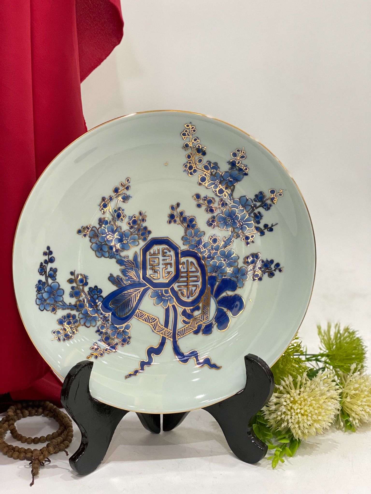 ĐĨA MEN TRÀM VẼ VÀNG HOẠ TIẾT PHI 26CM