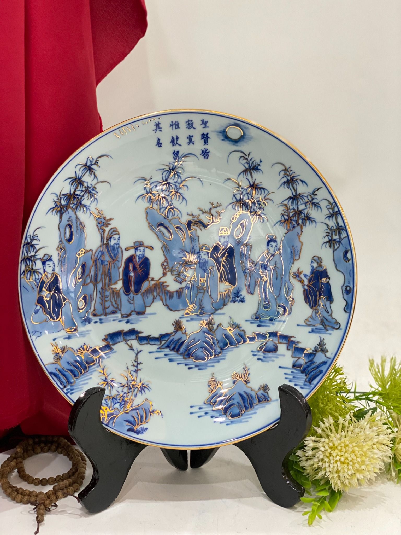 ĐĨA MEN TRÀM VẼ VÀNG HOẠ TIẾT PHI 26CM