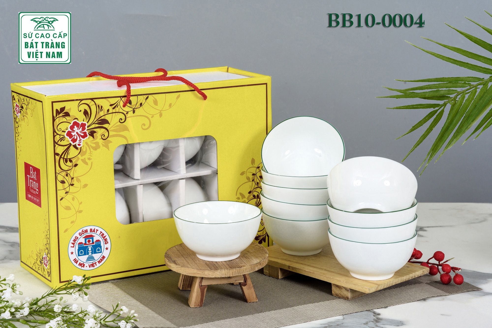 Bộ bát ăn Bát Tràng gồm 10 chiếc