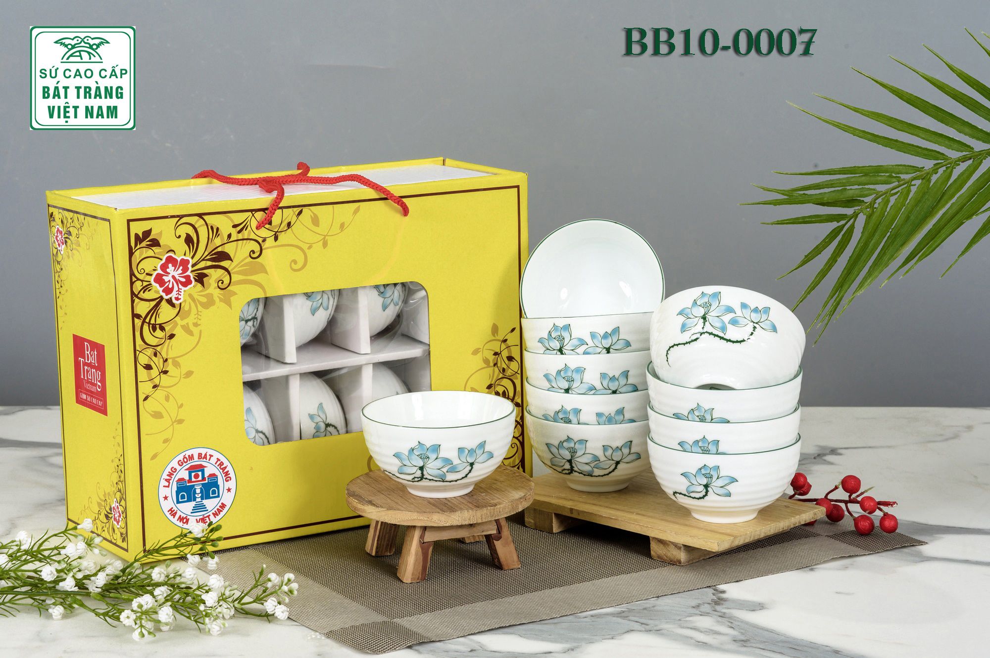 Bộ bát ăn Bát Tràng gồm 10 chiếc