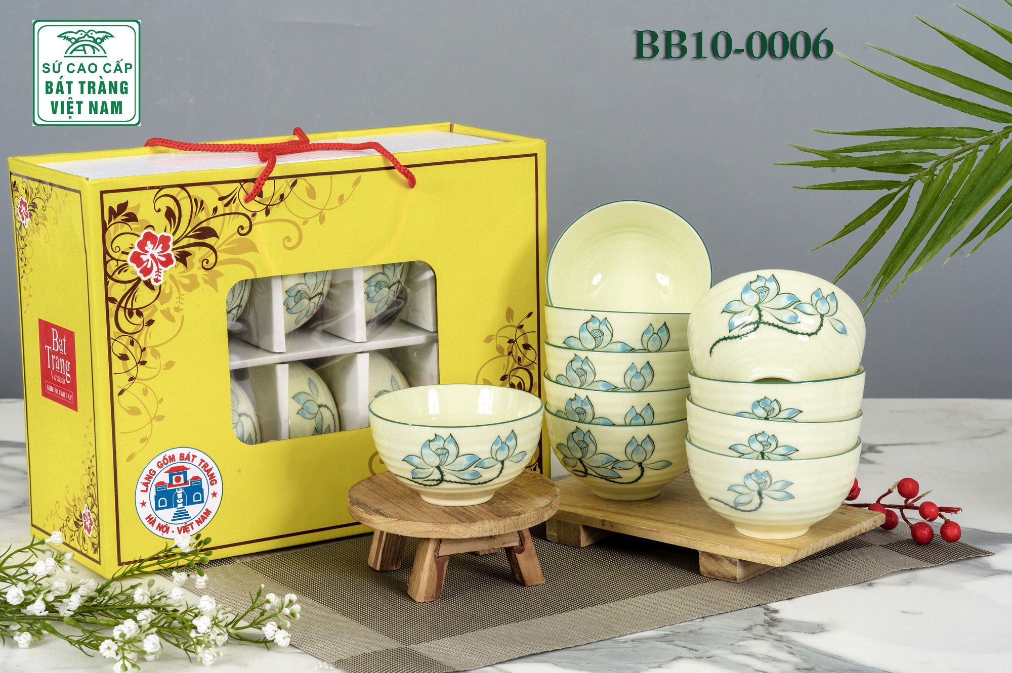 Bộ bát ăn Bát Tràng gồm 10 chiếc