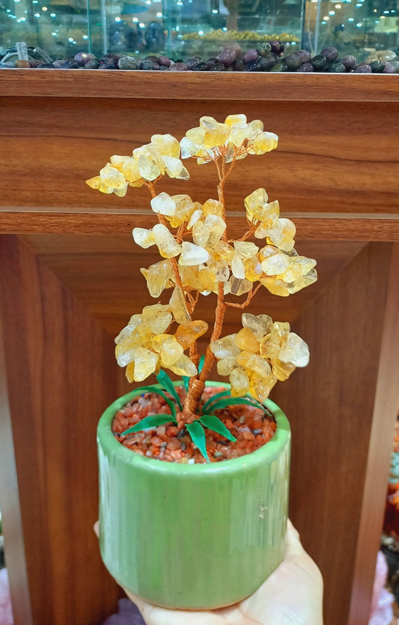 CÂY TÀI LỘC ĐÁ THẠCH ANH VÀNG 25x10CM