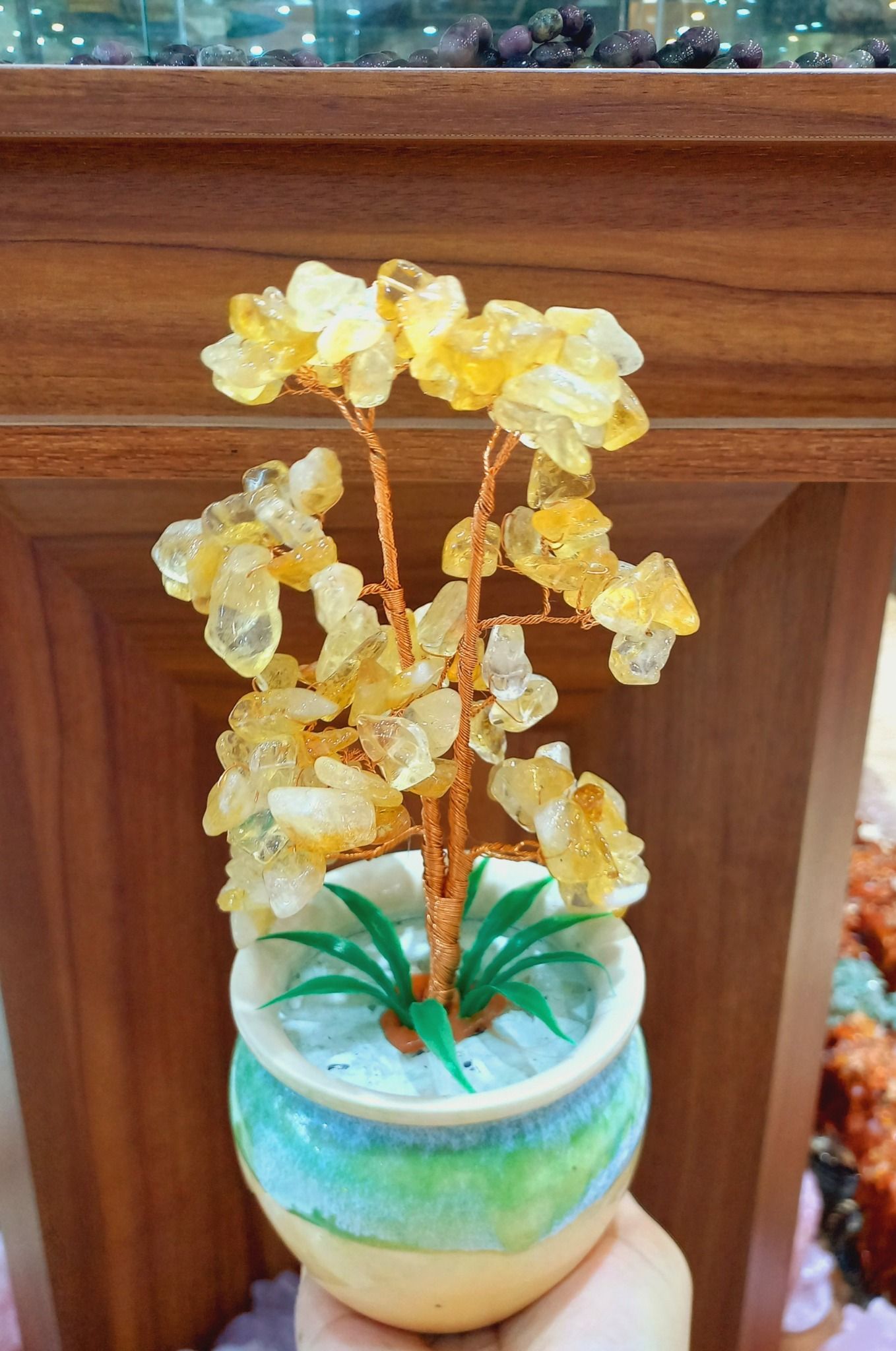 CÂY TÀI LỘC ĐÁ THẠCH ANH VÀNG 25x10CM