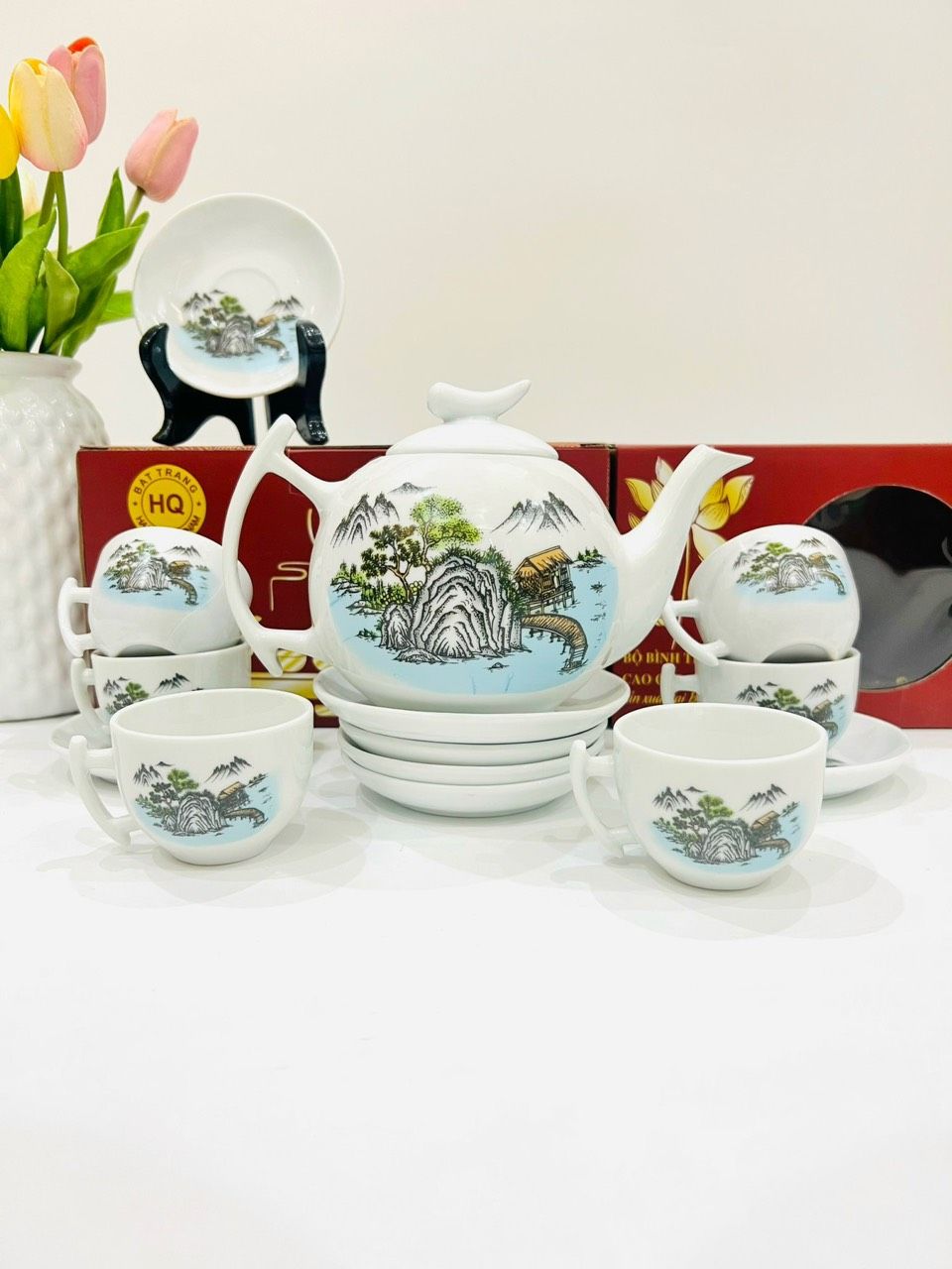 BỘ ẤM CHÉN BÁT TRÀNG SƠN THUỶ CAO CẤP (Dung tích 650ml)