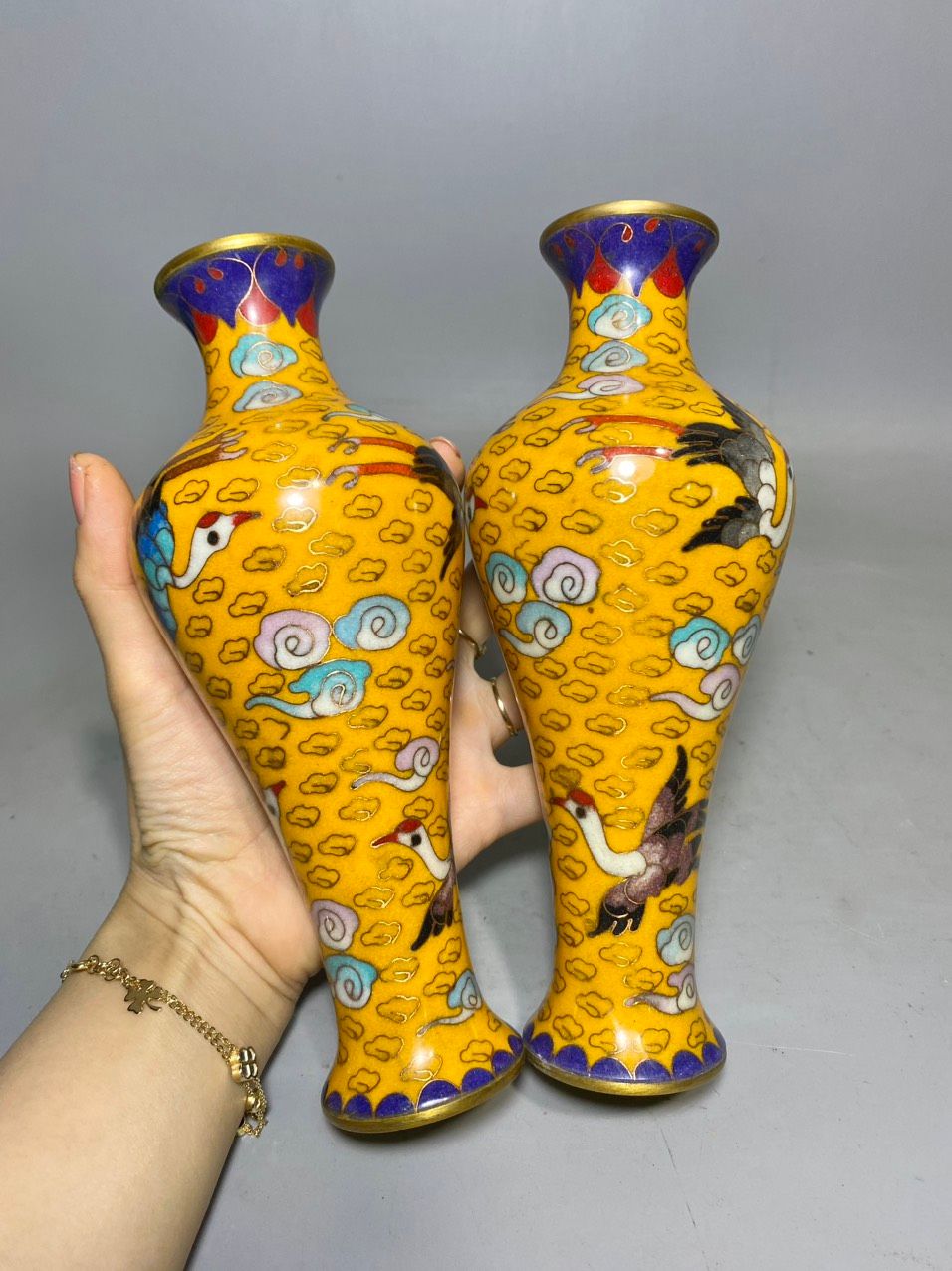 CẶP BÌNH CHUM ĐỒNG PHÁP LAM