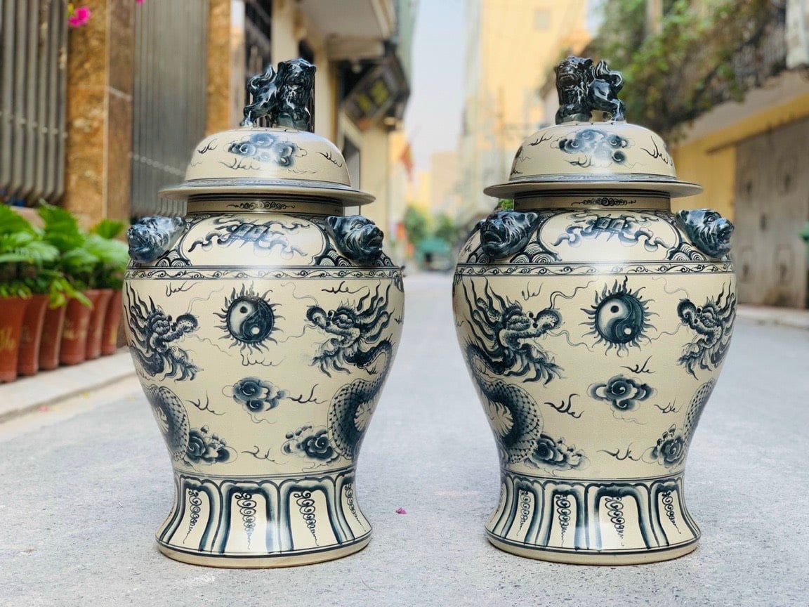 BỘ ĐÔI CHOÉ 40L HOẠ TIẾT LONG CHẦU NGUYỆT (2 CHIẾC)