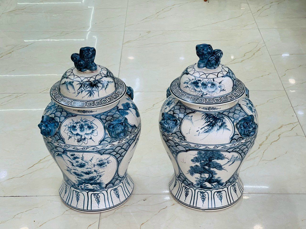 BỘ ĐÔI CHOÉ 40L HOẠ TIẾT TỨ CẢNH (2 CHIẾC)