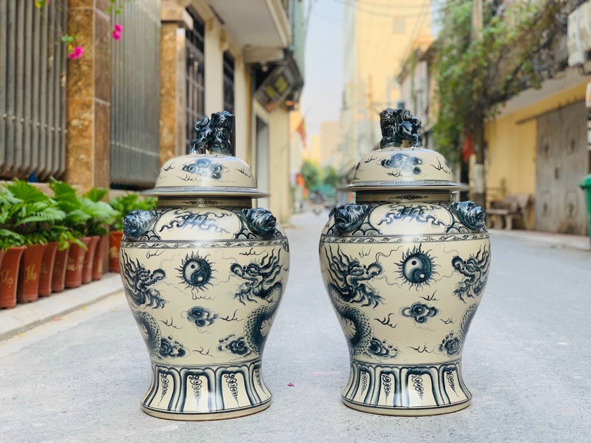 BỘ ĐÔI CHOÉ 40L HOẠ TIẾT LONG CHẦU NGUYỆT (2 CHIẾC)