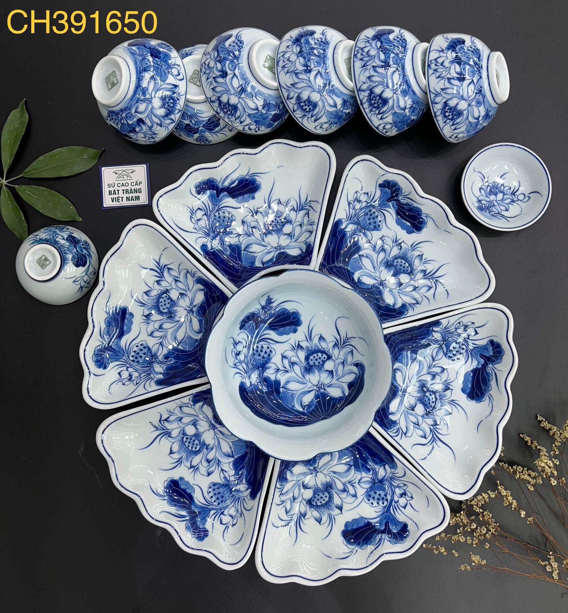 SET BÁT ĐĨA 7 MÓN VẼ HOẠ TIẾT TINH XẢO