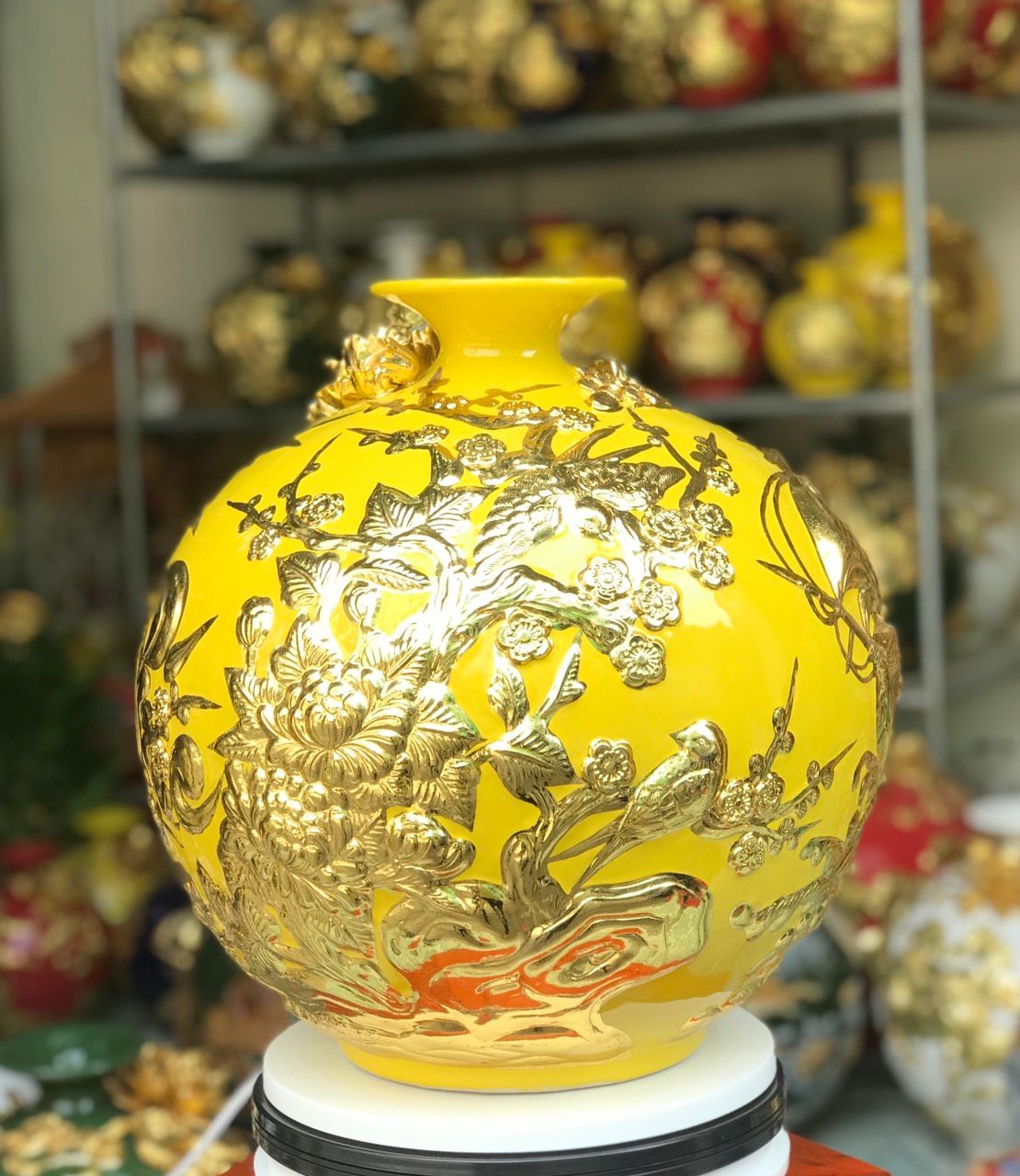 BÌNH hút lộc CHỮ PHÚC dát vàng (phi 33 - 36cm)