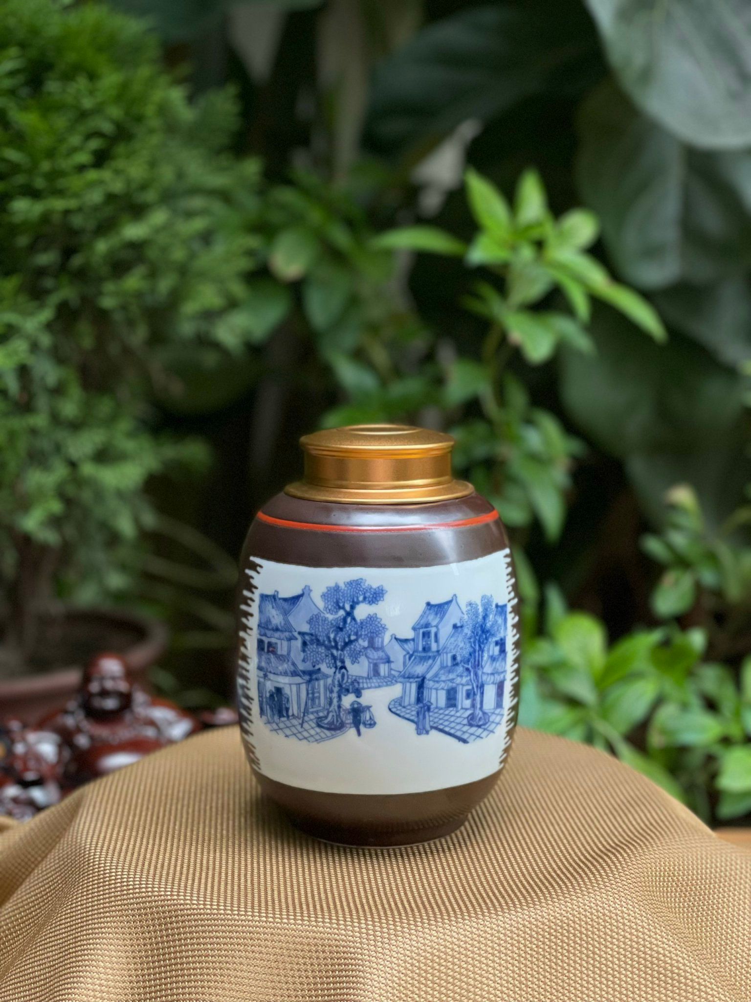 HŨ ĐỰNG TRÀ KHÔ GỐM BÁT TRÀNG DÁNG THÙNG