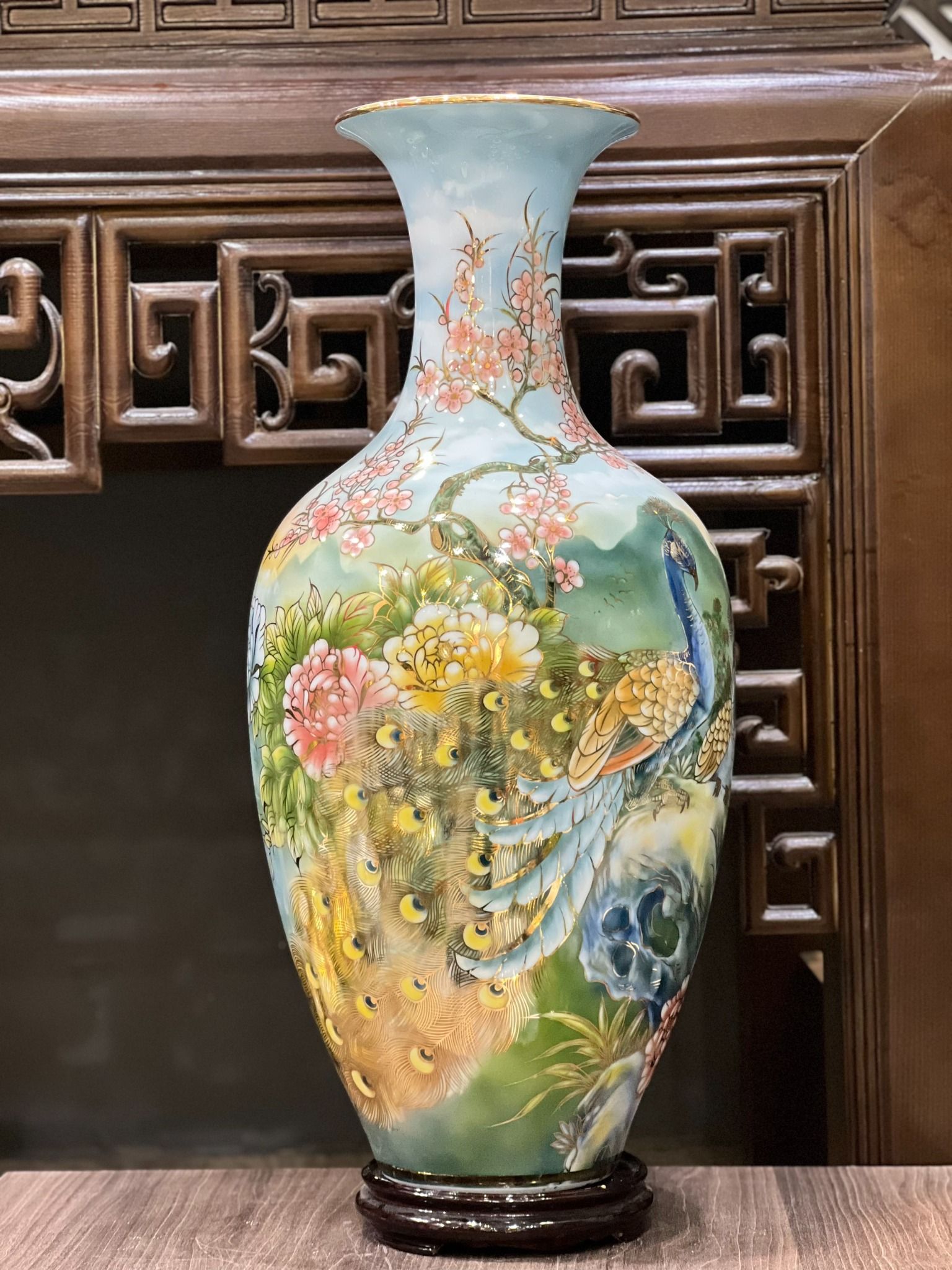 BẢO BÌNH CHIM TRĨ HOA ĐÀO 55CM