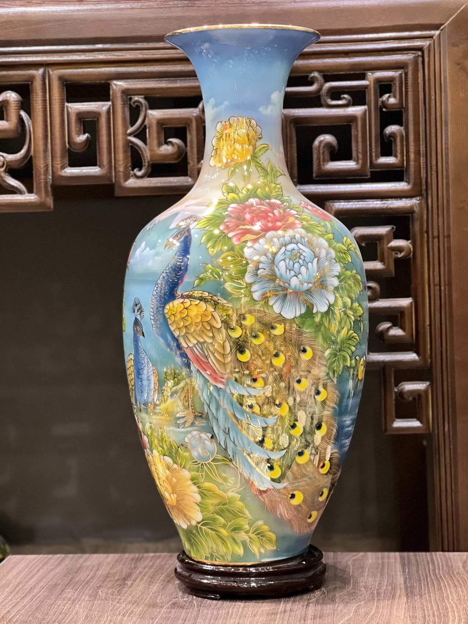 BẢO BÌNH CHIM TRĨ HOA ĐÀO 55CM