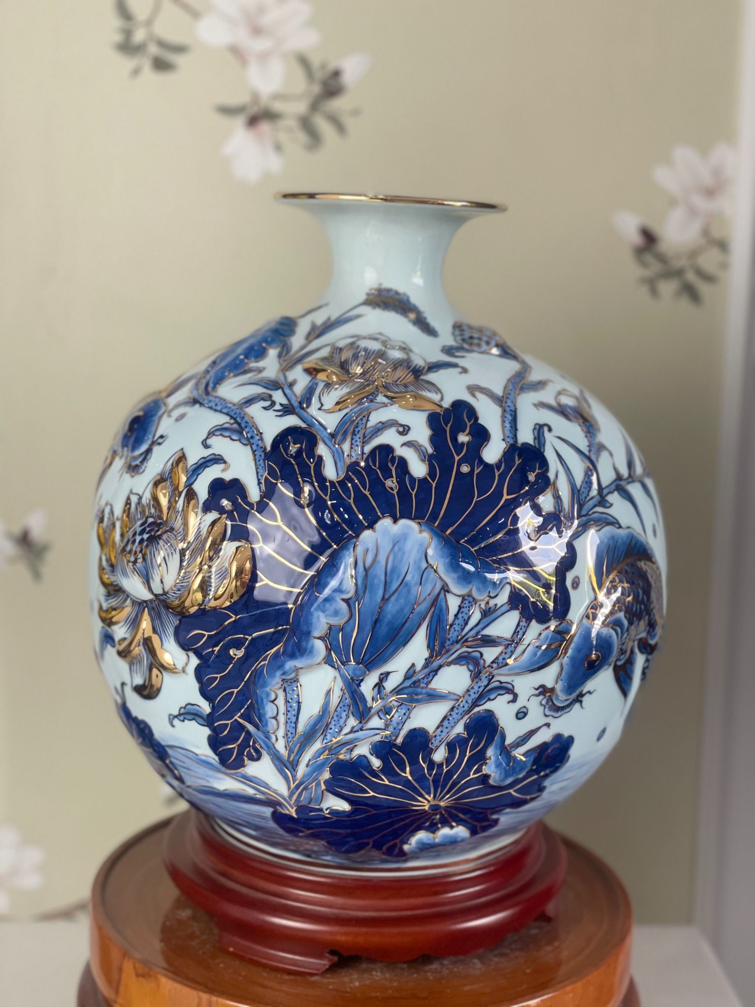 BÌNH HÚT LỘC LÝ NGƯ VỌNG NGUYỆT (2 SIZE 35CM VÀ 38CM)