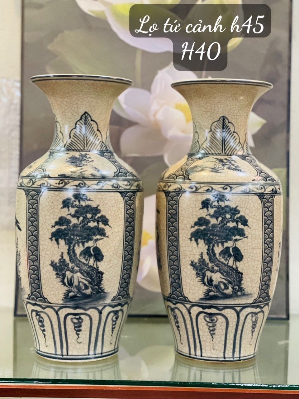 LỘC BÌNH HOẠ TIẾT TỨ CẢNH CAO 45CM