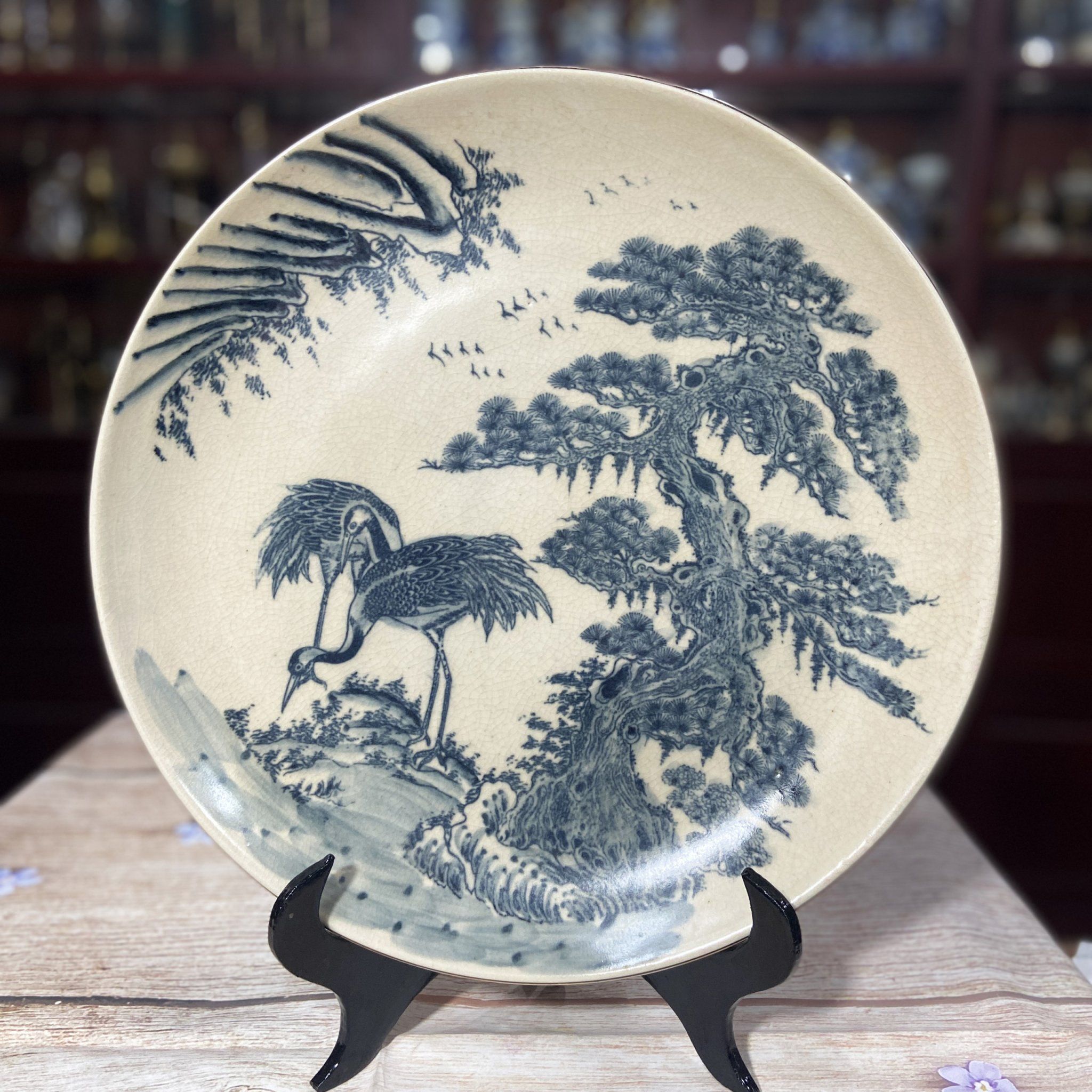 ĐĨA CẢNH PHONG THUỶ MEN TRÀM HOẠ TIẾT PHI 35CM