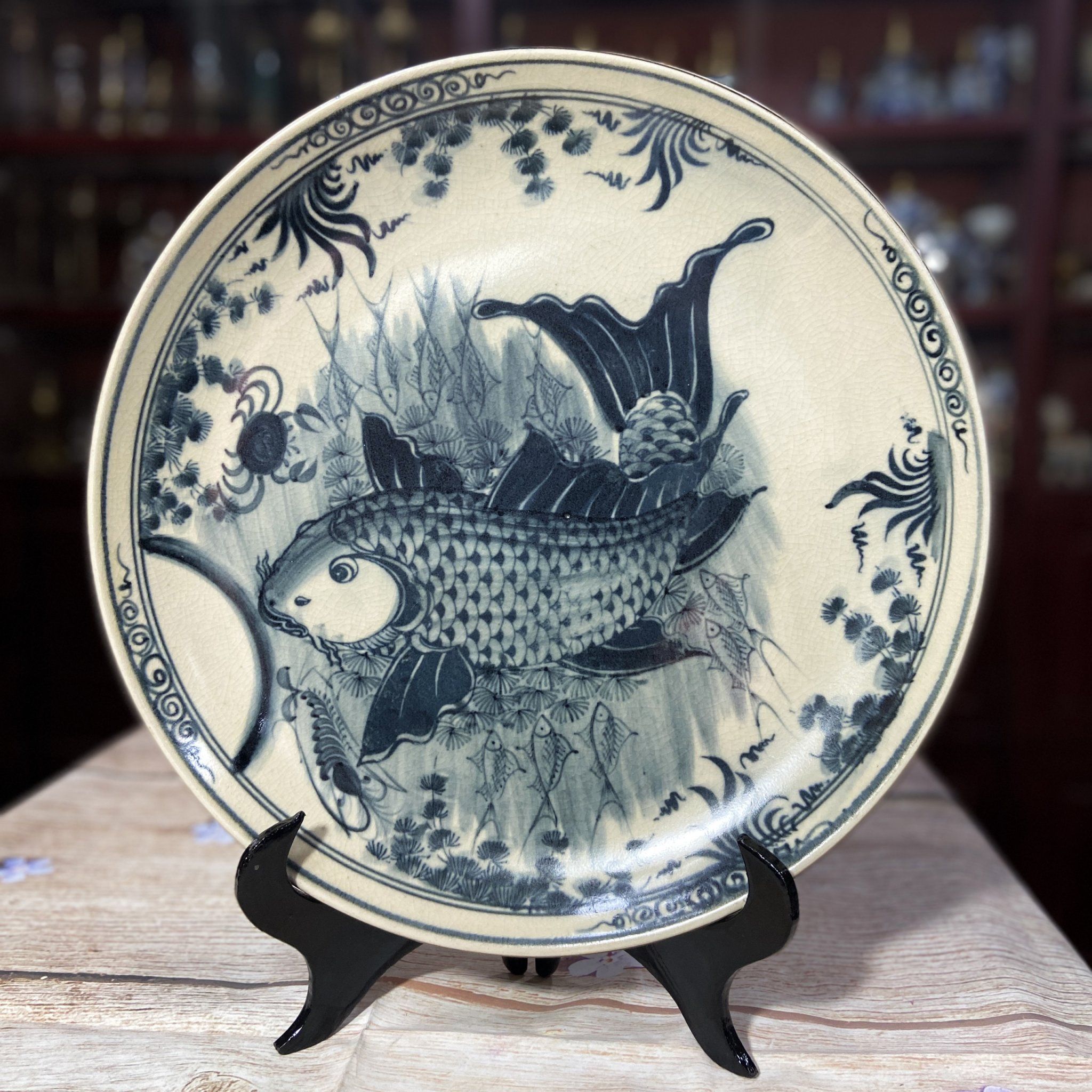 ĐĨA CẢNH PHONG THUỶ MEN TRÀM HOẠ TIẾT PHI 30CM