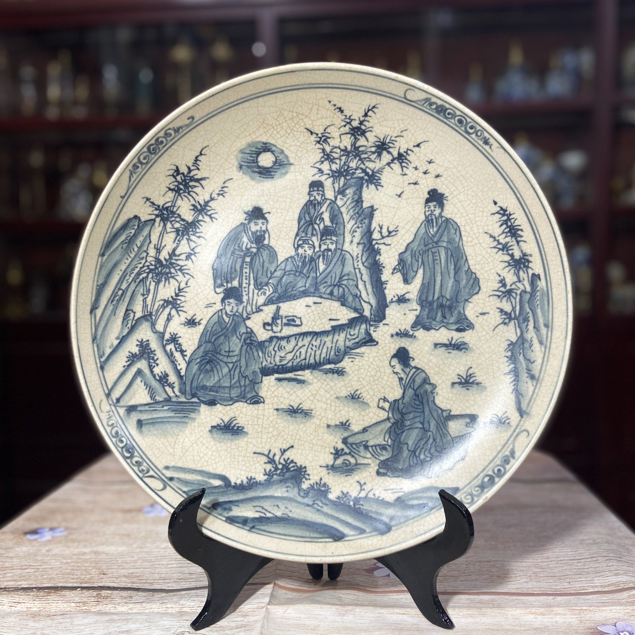 ĐĨA CẢNH PHONG THUỶ MEN TRÀM HOẠ TIẾT PHI 30CM