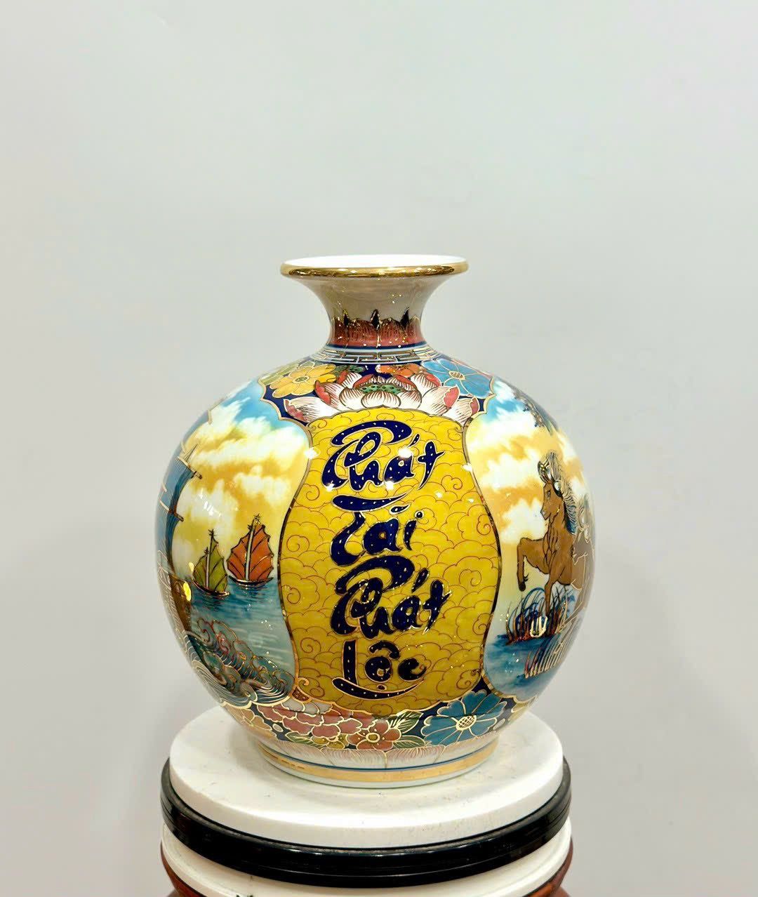 BÌNH HÚT LỘC NHỊ CẢNH KÈM CHỮ