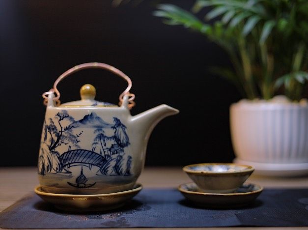 BỘ ẤM CHÉN MEN RẠN CAO CẤP BỌC ĐỒNG