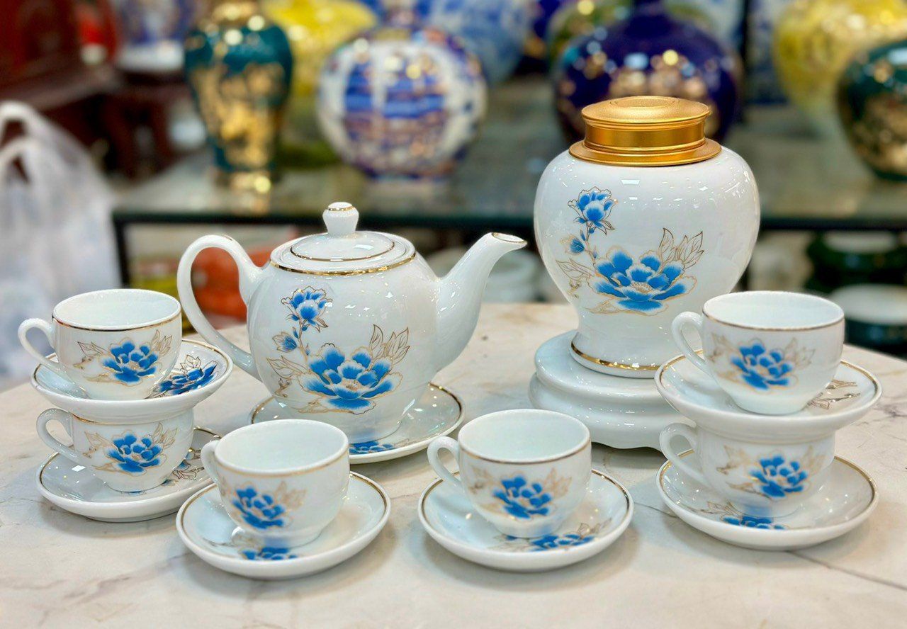 BỘ ẤM CHÉN PHÙ DUNG XANH