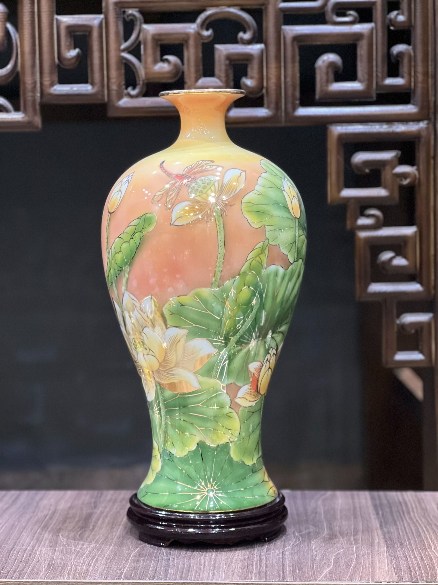 MAI BÌNH TÀI LỘC VẼ SEN 3D 50CM