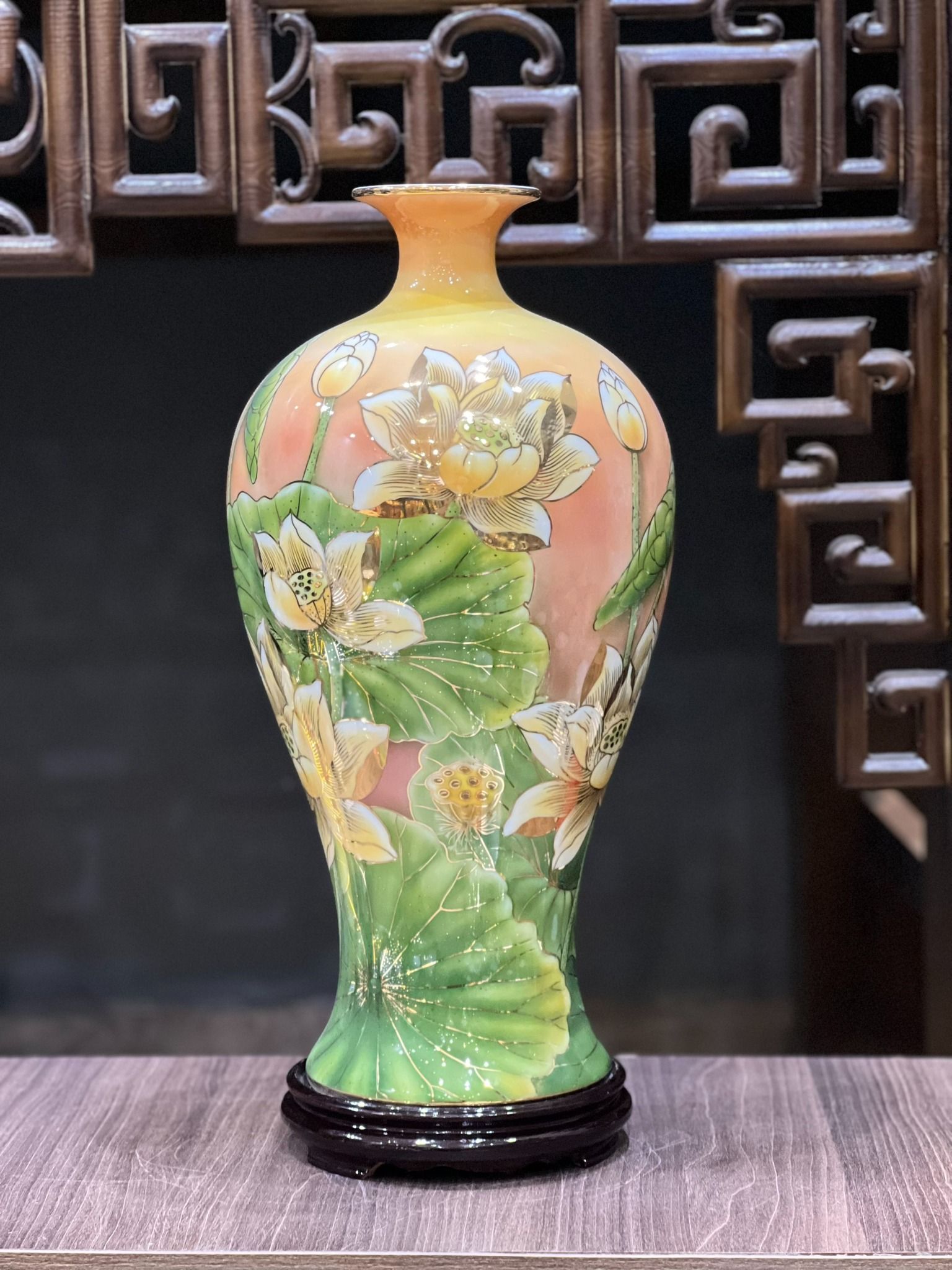 MAI BÌNH TÀI LỘC VẼ SEN 3D 50CM