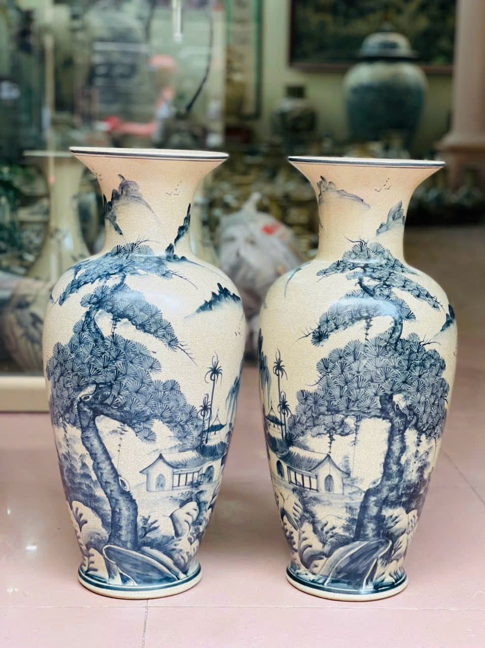 ĐÔI LỌ LỘC BÌNH PHONG CẢNH 65CM (2 bình)