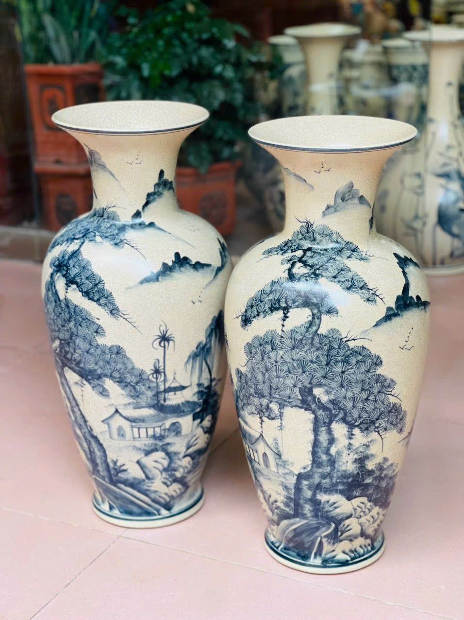 ĐÔI LỌ LỘC BÌNH PHONG CẢNH 65CM (2 bình)