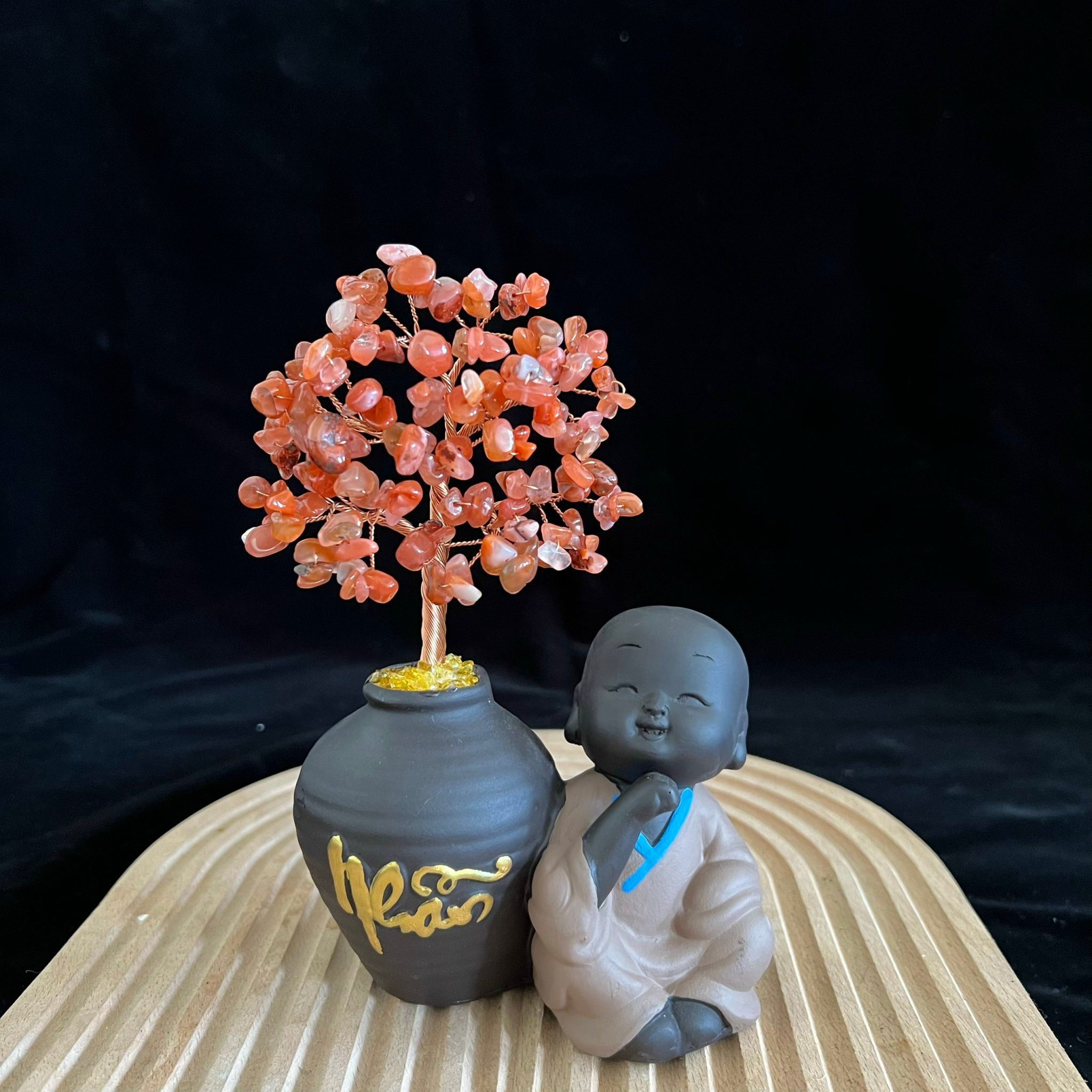 CÂY TÀI LỘC ĐÁ THẠCH ANH MẪU CHÚ TIỂU CAO 18CM
