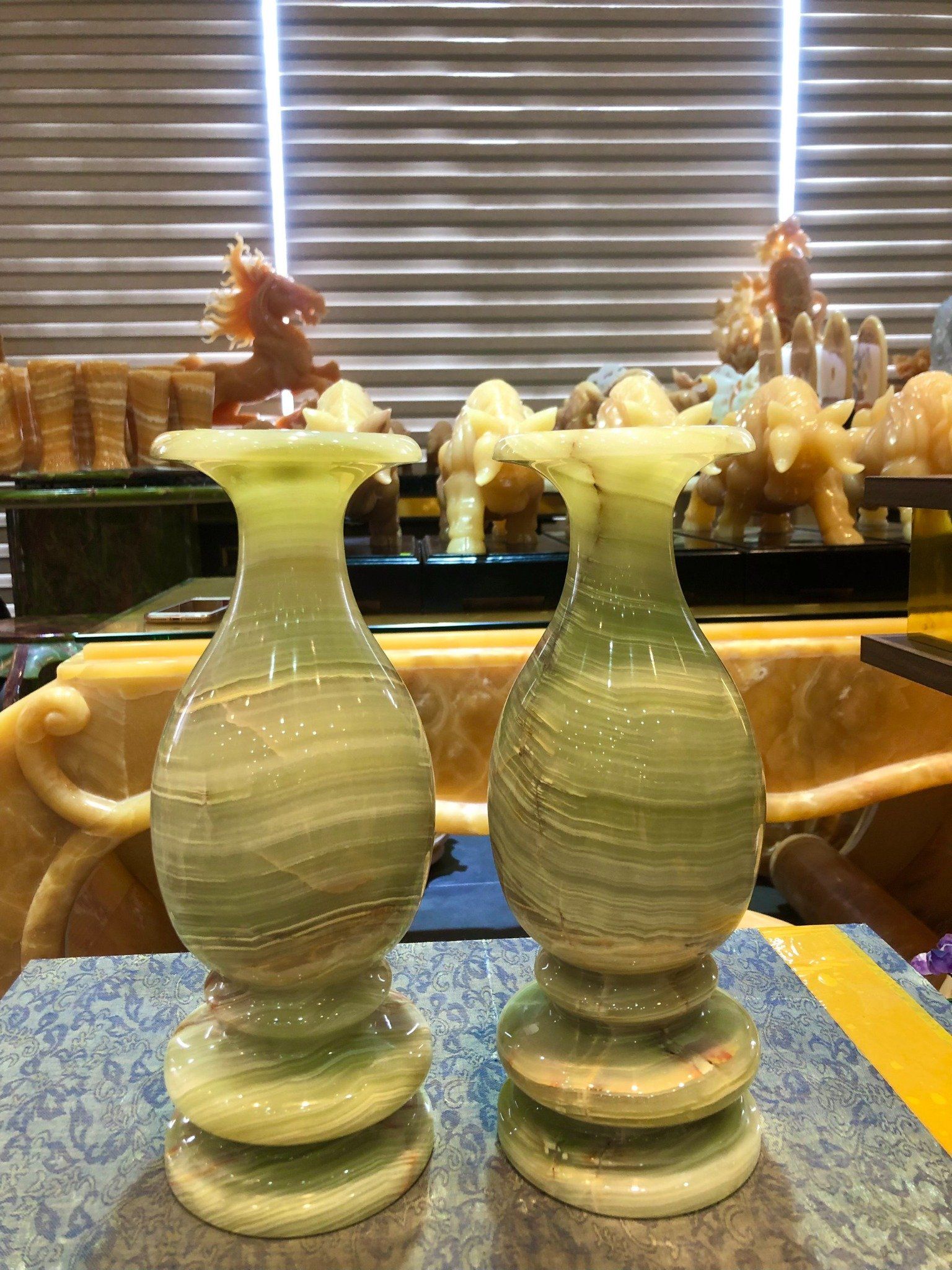 CẶP BÌNH NGỌC ONYX XANH (29X11CM)