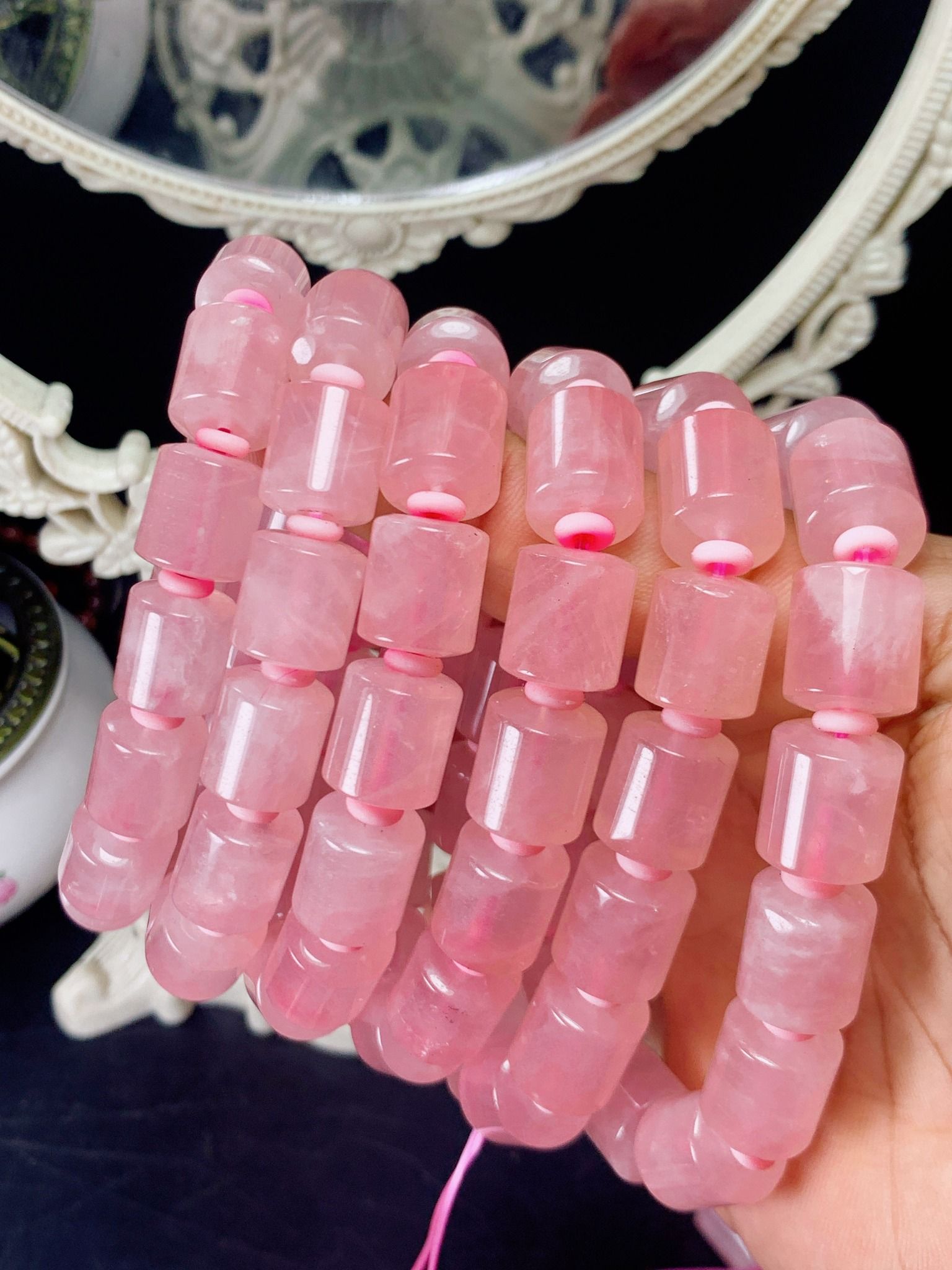 VÒNG TAY ĐÁ THẠCH ANH HỒNG 12LY