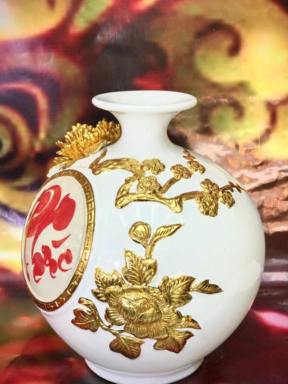 BÌNH HÚT LỘC CHỮ PHÚC DÁT VÀNG CAO 28CM PHI 25