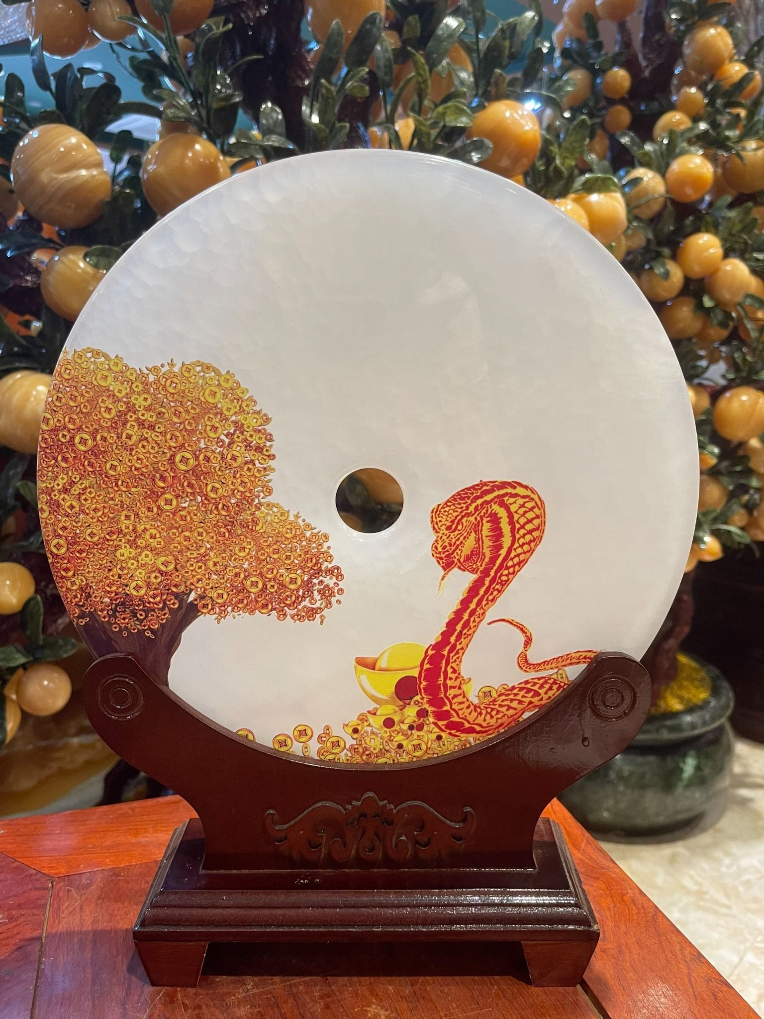 ĐỒNG TÂM NGỌC ONYX TRẮNG 12 CON GIÁP (KÈM ĐẾ)