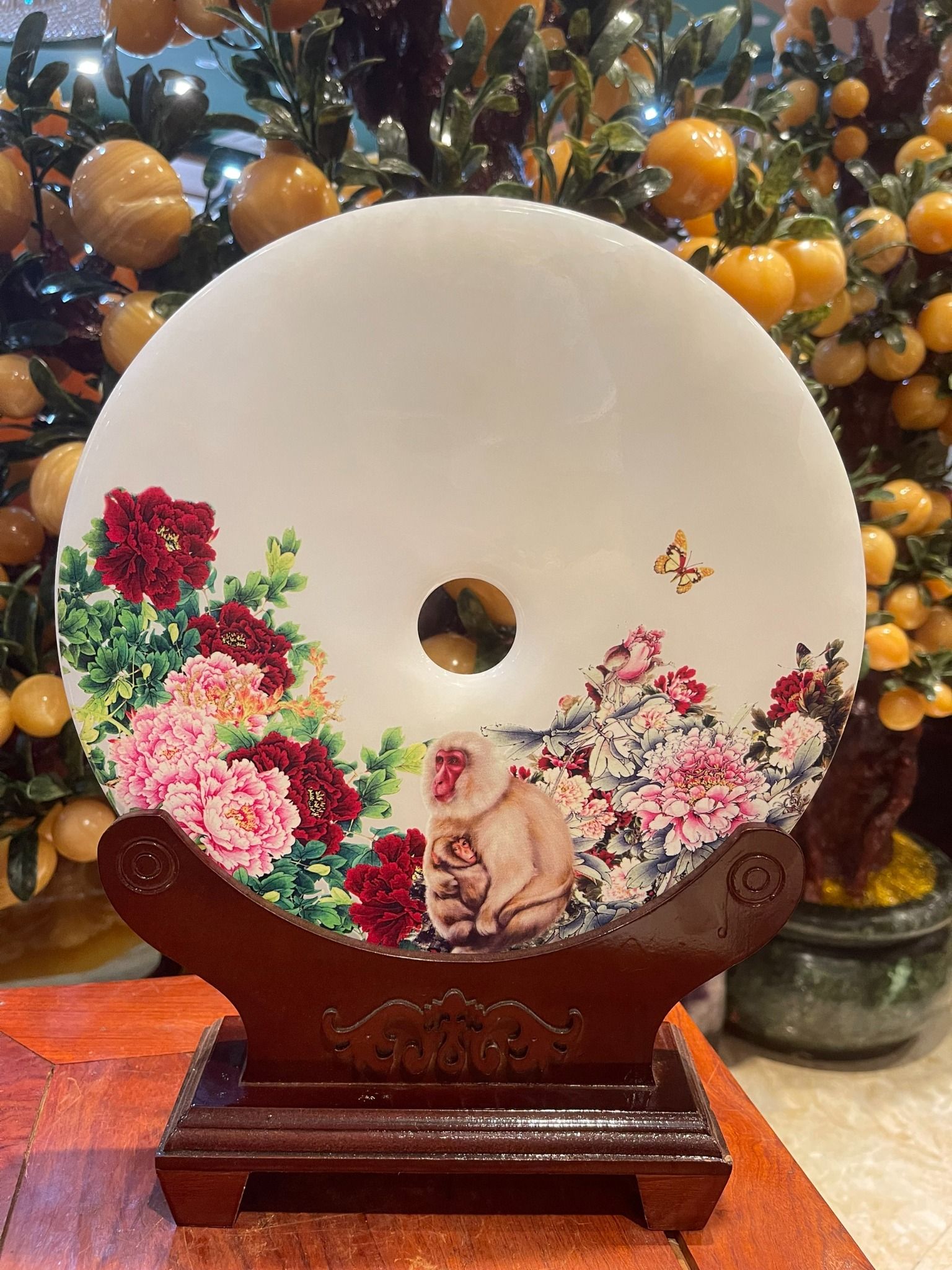ĐỒNG TÂM NGỌC ONYX TRẮNG 12 CON GIÁP (KÈM ĐẾ)
