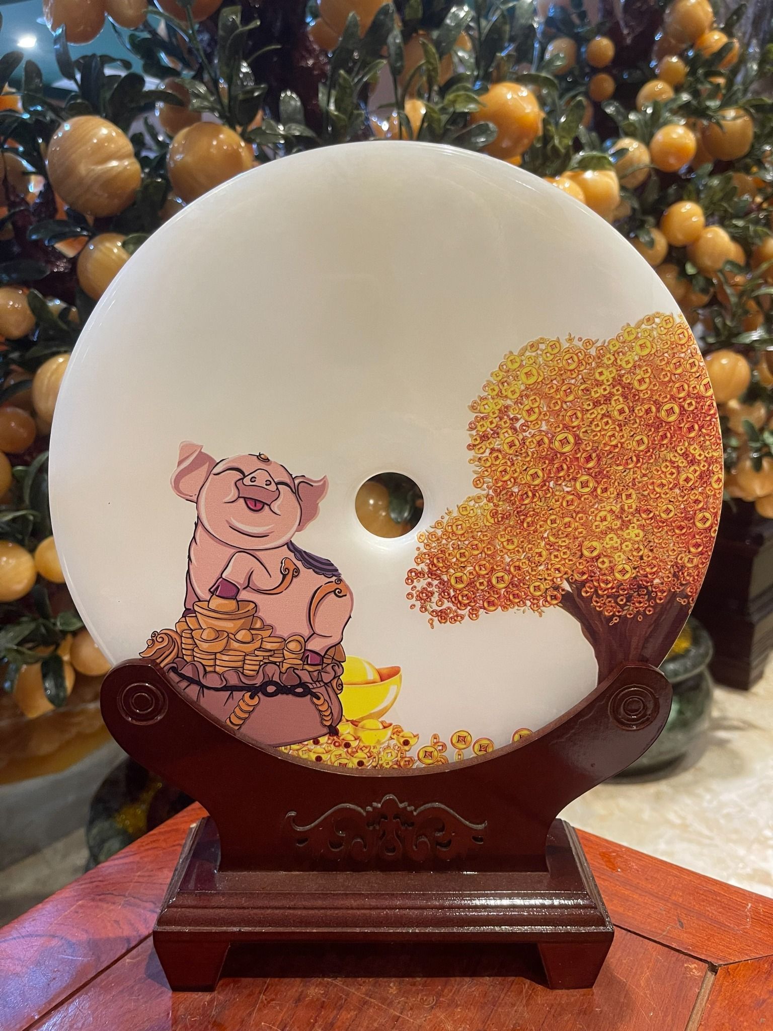 ĐỒNG TÂM NGỌC ONYX TRẮNG 12 CON GIÁP (KÈM ĐẾ)
