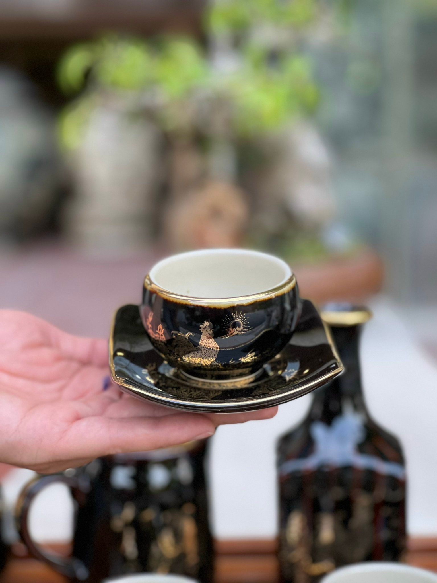 BỘ ẤM CHÉN MEN HOẢ BIẾN VẼ VÀNG VINH HOA PHÚ QUÝ