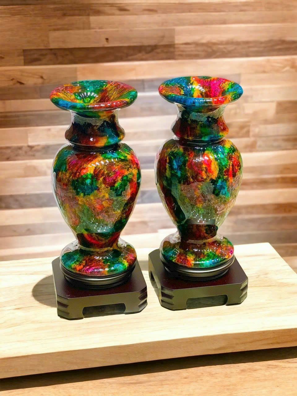 CẶP LỤC BÌNH LỌ HOA PHONG THUỶ ĐÁ LÔNG CÔNG CAO 30CM