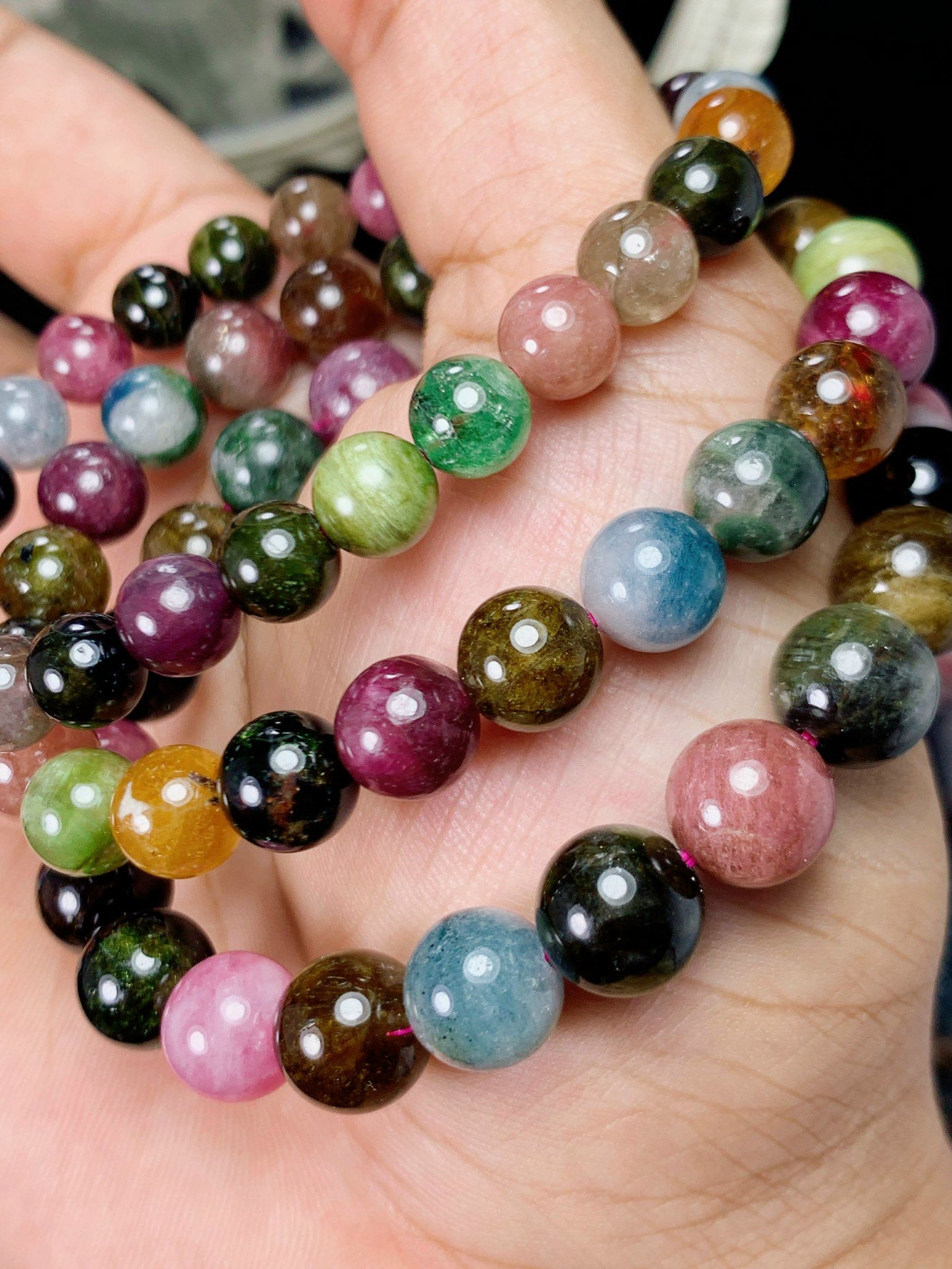 VÒNG TAY NGŨ SẮC Tourmaline (SIZE 8,5 VÀ 9,5 LY)