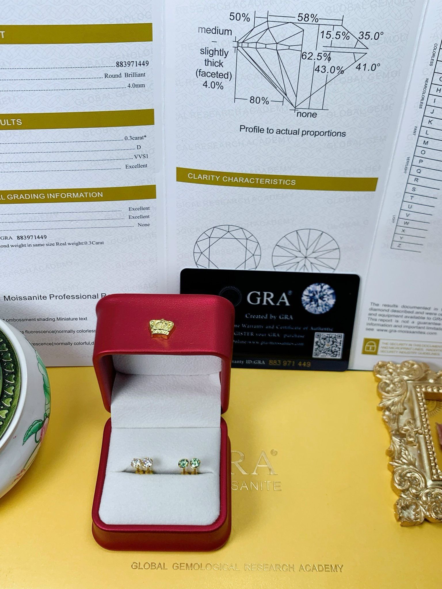 Bông tai Kim Cương Moissanite vàng 10k xoáy gen đá 4LY