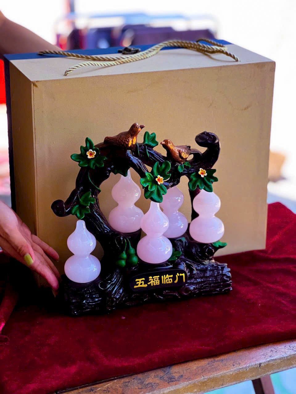 CÂY PHONG THUỶ HỒ LÔ NGŨ PHÚC ONYX HỒNG