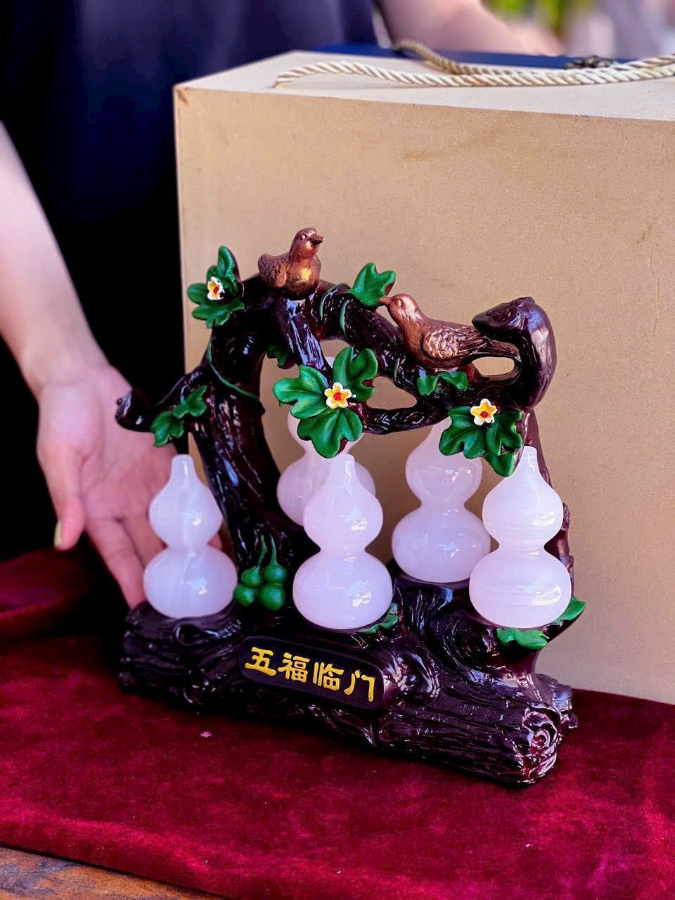 CÂY PHONG THUỶ HỒ LÔ NGŨ PHÚC ONYX HỒNG