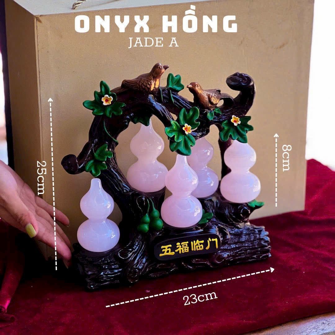 CÂY PHONG THUỶ HỒ LÔ NGŨ PHÚC ONYX HỒNG