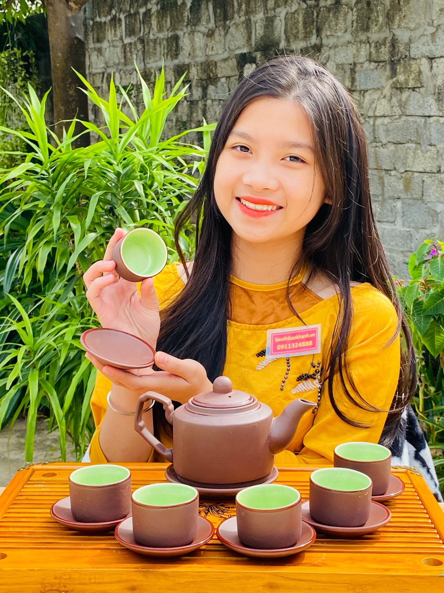 BỘ ẤM CHÉN TỬ SA BÁT TRANG TÍCH NÂU CHỈ ĐỎ