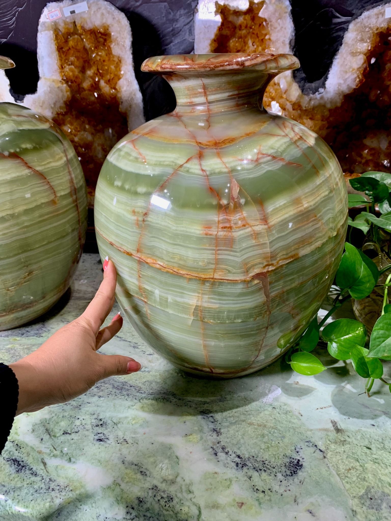 CẶP BÌNH PHÚ QUÝ NGỌC ONYX XANH (CAO36CM)