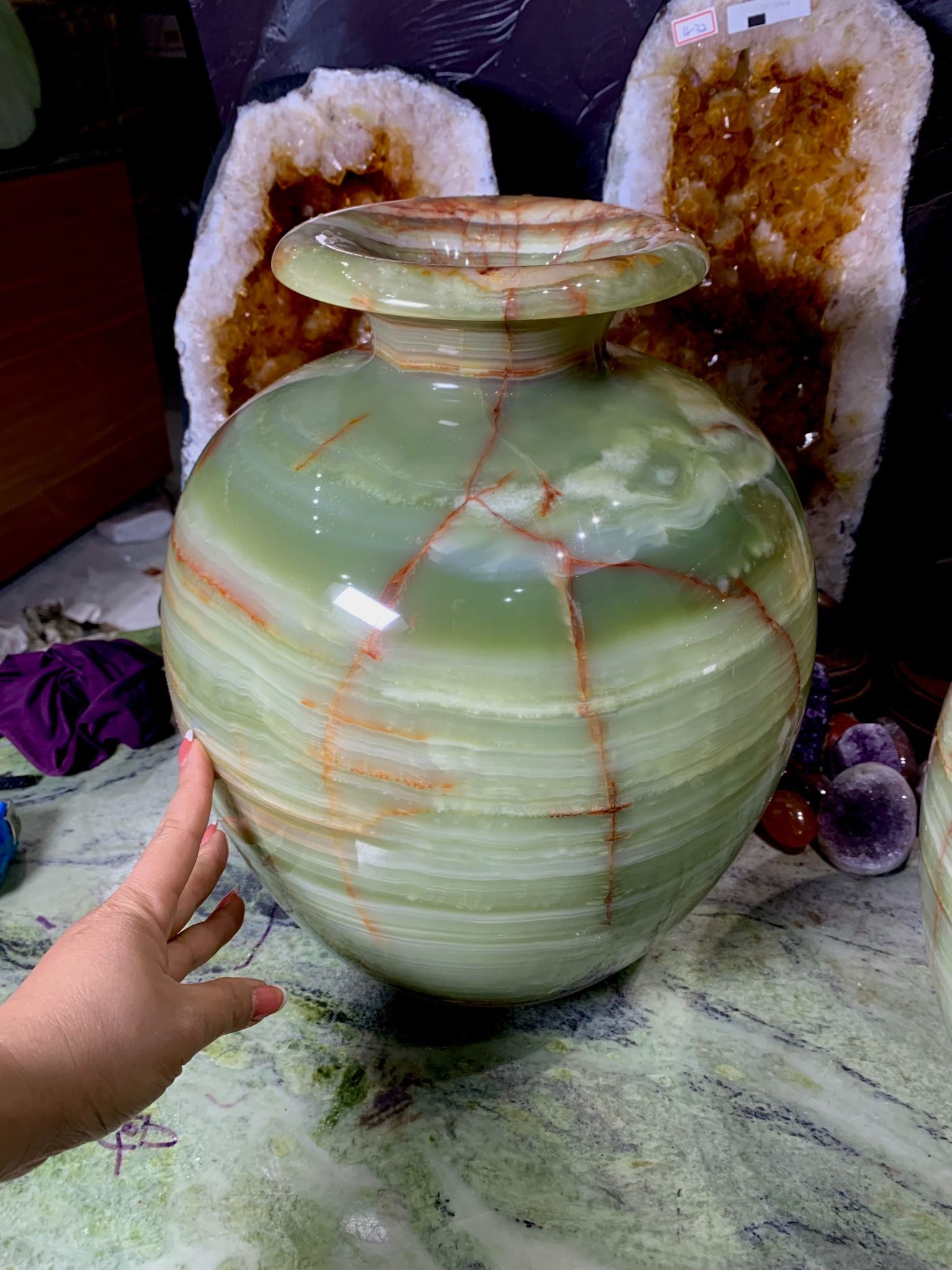 CẶP BÌNH PHÚ QUÝ NGỌC ONYX XANH (CAO36CM)